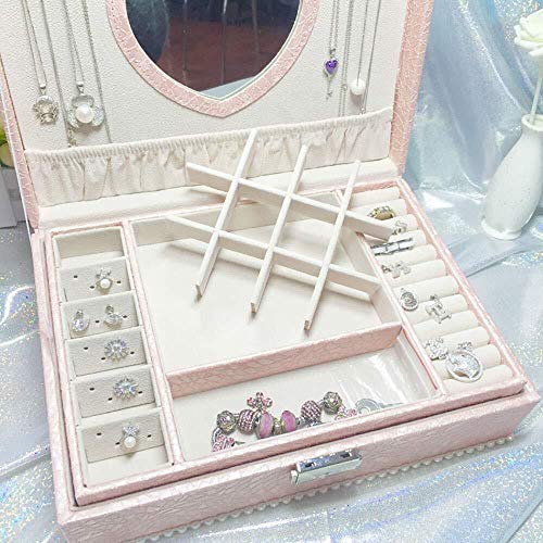 Boîte de rangement de bijoux double couche avec compartiments anti-rayures - 6
