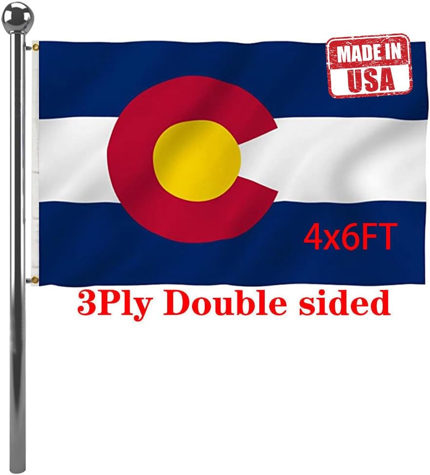 Jayus Double Sided Colorado Sates Flags 5x8 FT Outdoor - Vivid Colors 3Ply CO Colorado Flags Banners- 220D Heavy Duty 100% Polyester with 3 Brass Grommets