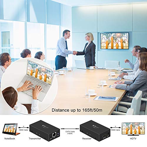 image for Portta HDMI Extender 60m/190ft Lossless Transmission Over Single UTP C