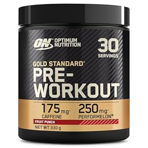 Optimum Nutrition Gold Standard Pre Workout Powder, Energy Drink with Creatine Monohydrate, Beta Alanine, Caffeine and Vitamin B Complex, Nutrition Supplement, Fruit Punch Flavour, 30 Servings, 330 g
