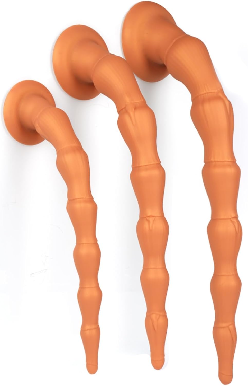 Bamboo Whip Shape Extra Long Anal Bead Plug, Golden Long Butt Plug Silicone Adult Sex Toy with Suction Cup - 49cm_19.29in