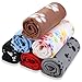 EAGMAK Cute Dog Cat Fleece Blankets with Paw Prints for Kitten Puppy and Small Animals Pack of 6 (Black, Brown, Blue, Grey, red and White)