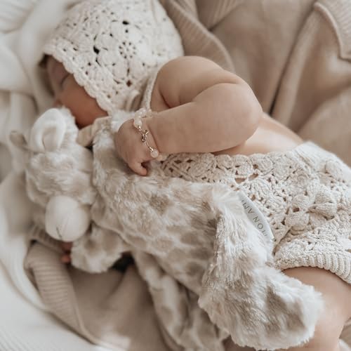 Image of MON AMI Gentry Giraffe Pacifier Holder & Security Blanket - 12 Inches Soft Plush Hand Puppet for Babies | Multi-Functional Soothing Toy, Pacifier Keeper & Travel Buddy for Newborns & Infants