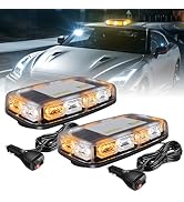 OPPBUY 2 Pack Amber White LED Roof top Strobe Lights 16 Flashing Modes Warning Flashing Emergency...