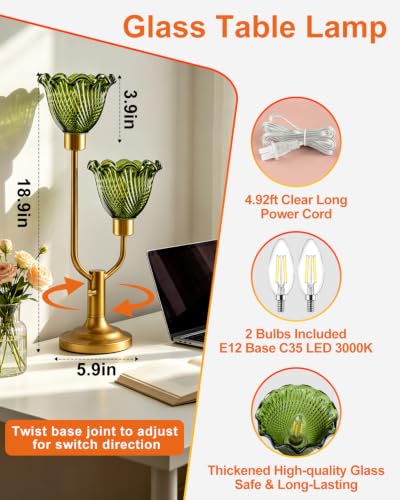 Image of Lightdot Mid Century Modern Table Lamp Vintage Green Lamp Gift Dimmable
