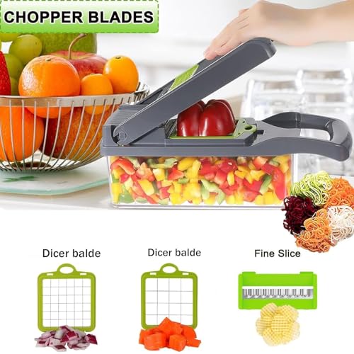 Vegetable Chopper Cutter Mandoline Vegetable Slicer Cheese Grater - Potato Onion Salad Veggie Chopper with Container - French Fry Potato Dicer Slicer Cutter - Kitchen Tools Gadgets - Image 4