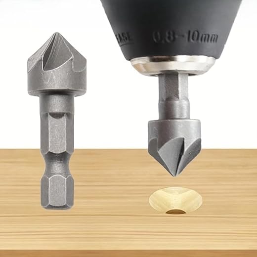 3 Pcs Heavy Duty Hex Shank Countersink Drill Bits (for Single & Multi-Head Tools) Uncoated Metal & Woodworking Punching Tool, Flat Edge Milling Cutter for Trimming, DIY Projects & More