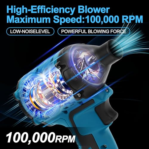 Luftgebläse Bürstenloser Hochgeschwindigkeitsmotor Kompatibel mit Makita 18v Akku Luftdüster Laubbläser für Camping, BBQ & Werkstatt (Akku Nicht enthalten) – Bild 4