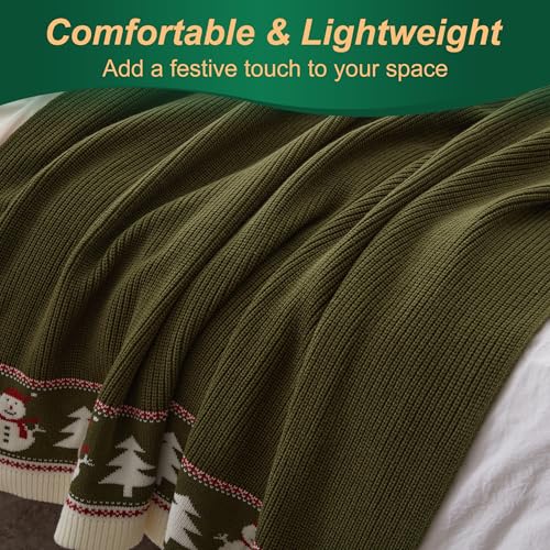 Walensee-Throw-Blanket-Ultra-Soft-Knit-Blanket-for-Couch-Sofa-Bed-Travel-Lightweight-Warm-Decorative-Throw-Blanket-Comfortable-Home-Decor-and-Gift-50×60-Green-Snowman Walensee Throw Blanket Ultra Soft Knit Blanket for Couch Sofa Bed Travel Lightweight Warm Decorative Throw Blanket Comfortable Home Decor and Gift 50×60 Green Snowman
