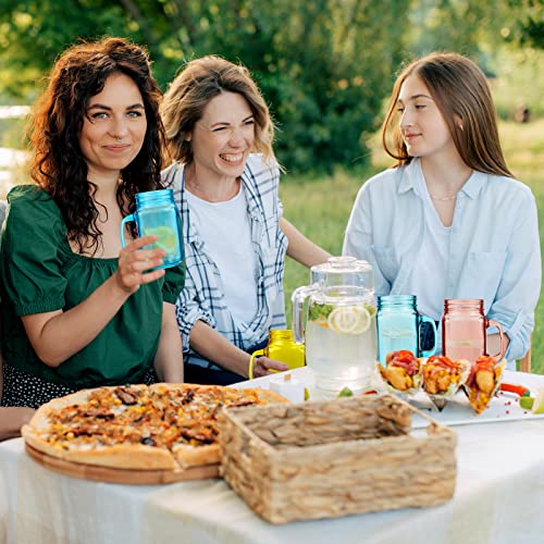 Tessco 8 Pieces Glass Mason Jars With Handle Vintage Color Mason Mugs 17 Oz Drinking Jars Glass Mason Jars Cups For Iced Coffee, Cold Beverages, Cocktails, Shakes, Sodas, Juice And More #TOP3