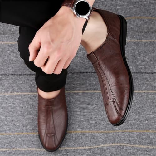 Men's Loafers Shoes Driving Leather Non Slip Lightweight Stitching Details Walking Comfortable Prom Slip-on4