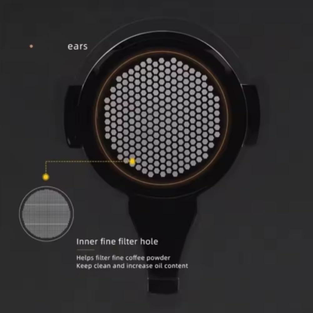 Bezdenny portafilter 54 mm z 3 uszami do ekspresu do espresso, uchwyt na filtr do kawy ze stali nierdzewnej 304 z ergonomicznym uchwytem z żywicy, głęboka czerń