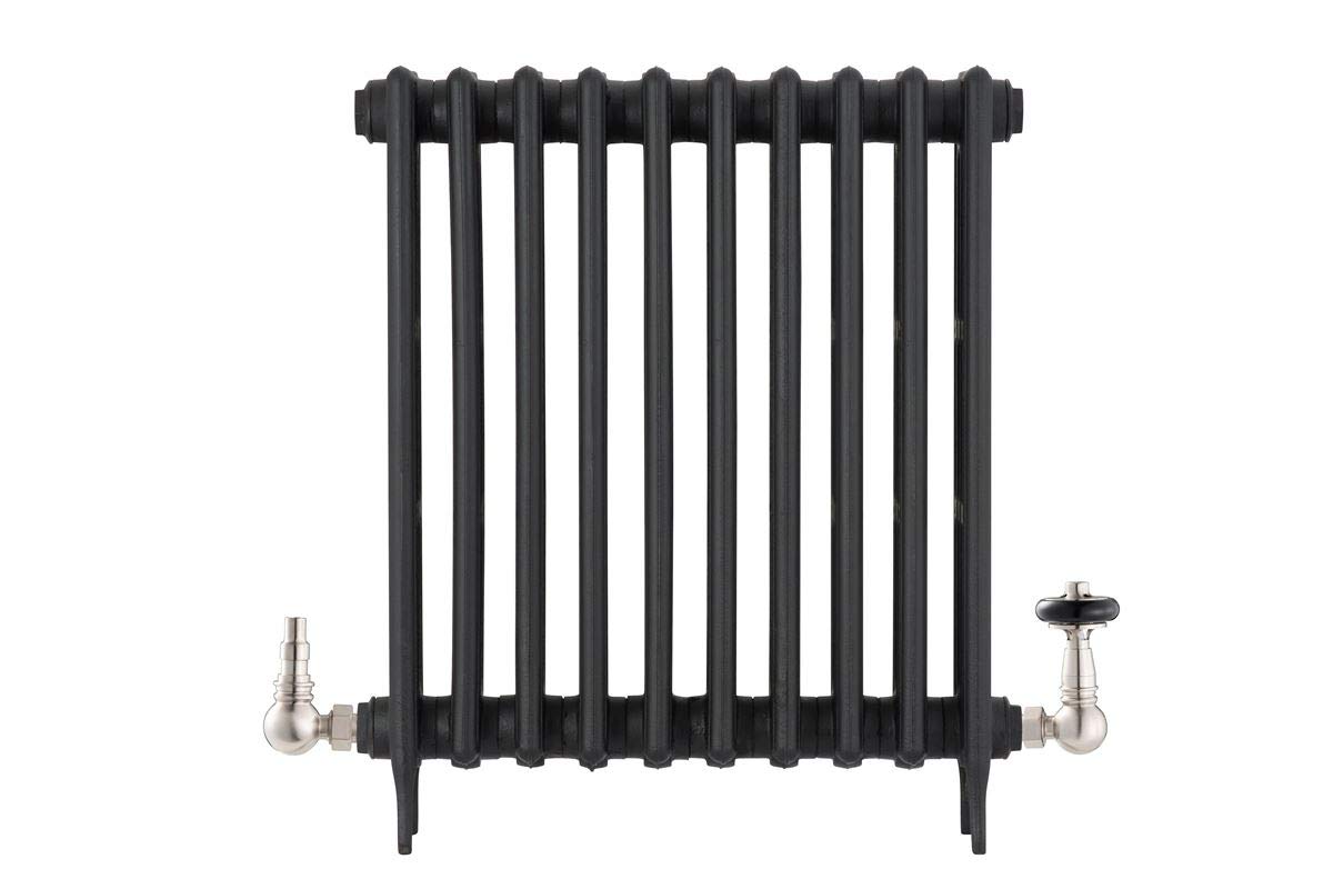 UK-15 BRN Arroll traditional Brushed nickel Corner Thermostatic Radiator Valve with FSC certified black wooden wheel head & lockshield