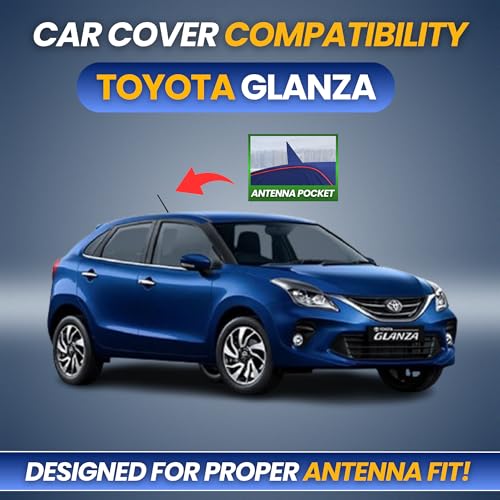 Image of Car Cover for Toyota Glanza 2019-2021 | 100% Waterproof Heavy-Duty 3-Layer Car Body Cover | All-Weather Rain, UV, Sun & Dust Protection | Custom Fit | Mirror & Antenna Pockets | Navy Blue
