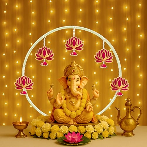 Image of SpecialYou Janmashtami Decoration Items | Ganpati Decoration Setup for Home | Backdrop for Pooja Decor | PVC Backdrop Stand for Decor | Krishna Janmashtami Items- 6 pcs