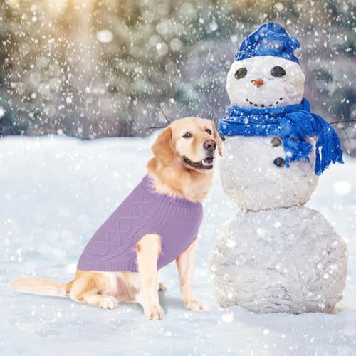 Image of BINGPET Dog Sweater for Large Dogs, Turtleneck Knitted Clothes