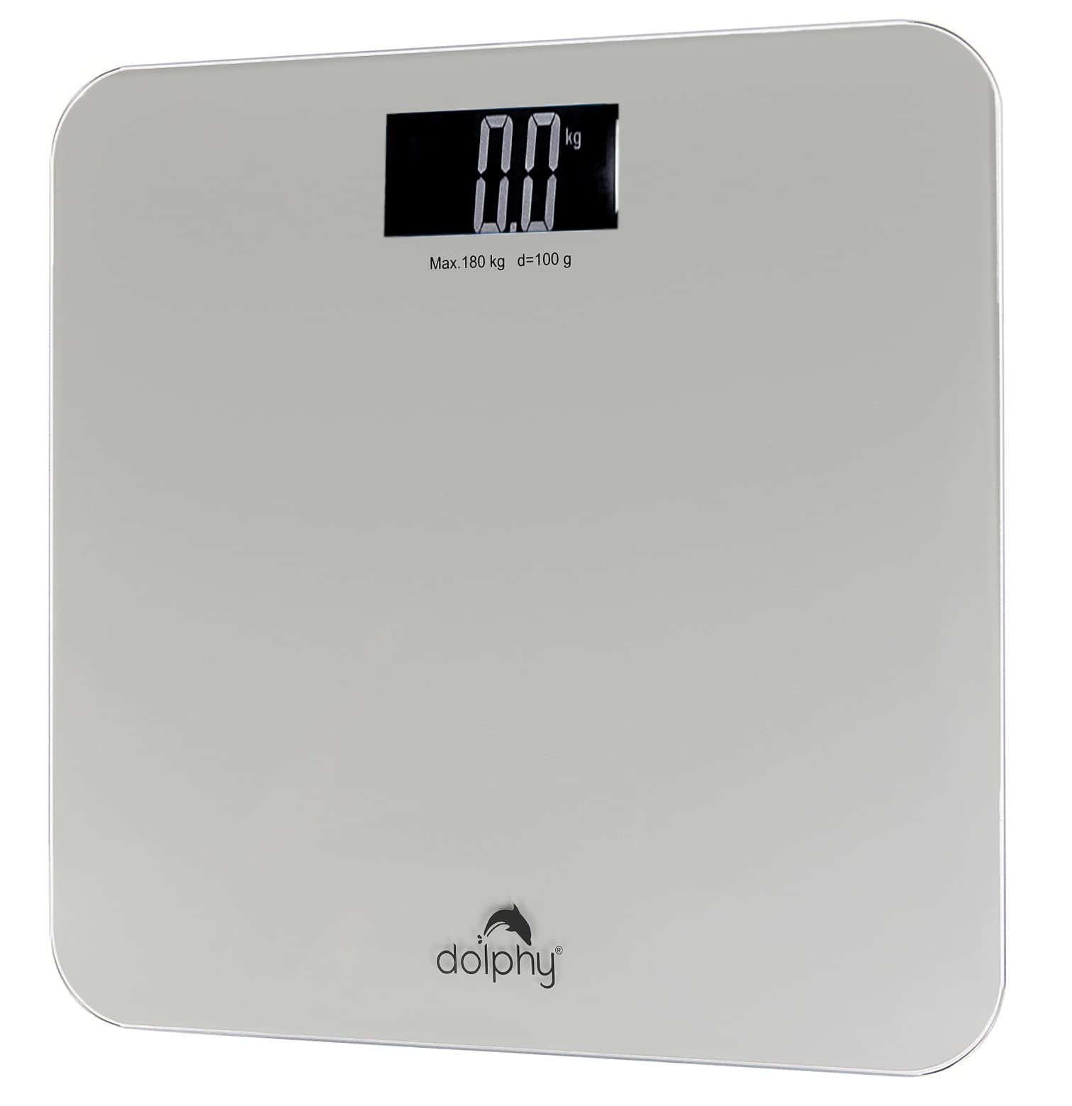 dolphy digital body weight bathroom scale with round corner design, large lcd backlight display - measure up to 180kg.