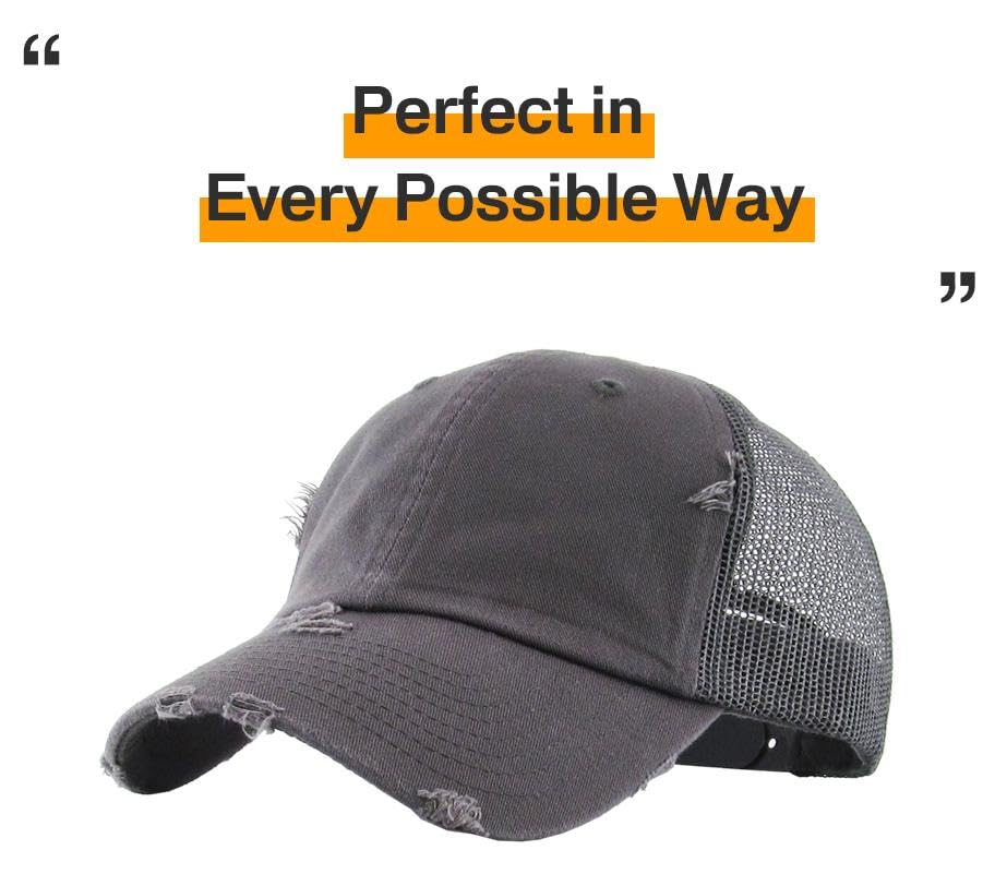 Image of KBETHOS Vintage Washed Distressed Cotton Dad Hat Baseball Cap Adjustable Polo Trucker Unisex Style Headwear Adjustable