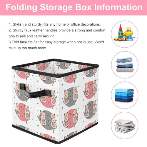 Boîte de rangement pliable cube chat coloré pour placard de chambre - 4