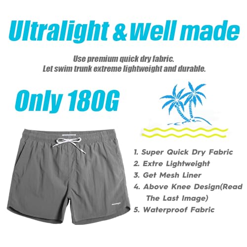 Image of maamgic Mens Swim Trunks 5 inch with Mesh Lining Quick Dry Bathing Suits for Men Swim Shorts Swimwear
