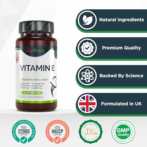 Best Immune, 100% Vitamin E 500iu Improved Formula 100 Vegan Capsules Highest bioavailability - Image 5