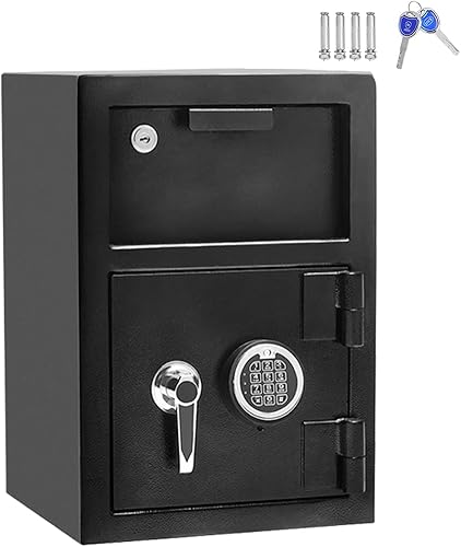 INTERGREAT Caja fuerte para caídas con ranura para caída caja fuerte de depósito de 25 cubos para negocios caja fuerte de seguridad de depósito