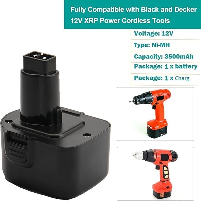 Miniatura 4 de CREABEST Batería de repuesto Ni-MH de 12 V 3.5 Ah para batería Black & Decker PS130 A9252 A9275 PS130 PS130A Los paquetes de baterías de