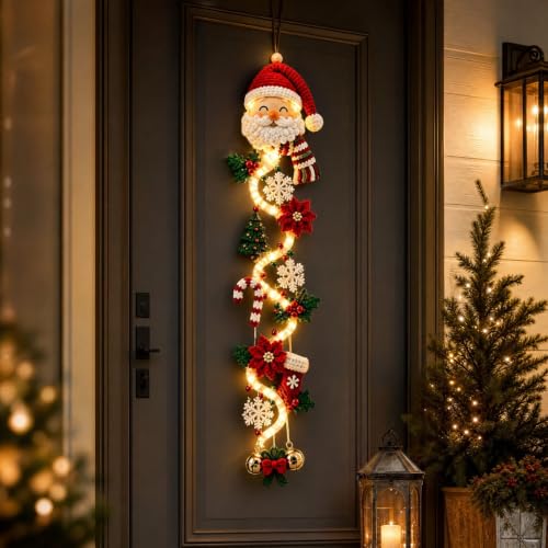 Christmas Hanging Decorations with Light Crochet Santa LED Hanging Ornament - image 2