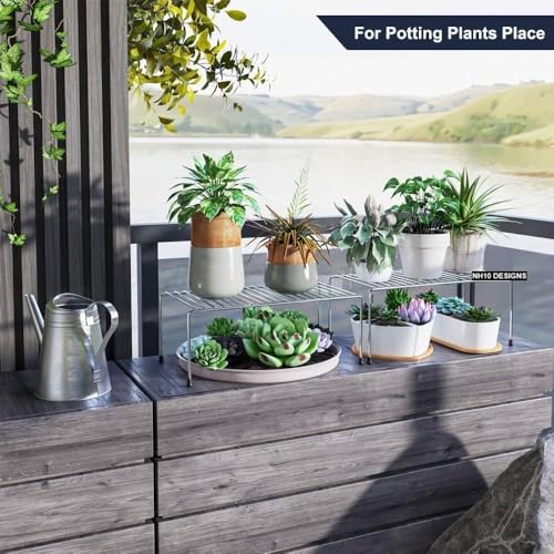 Image of Pack of 2 Stainless Steel Under Cabinet Kitchen Dish Rack Expandable Storage Floating Shelves for Kitchen Multipurpose Organizer Extend Up to 580 Mm with Anti-Rust Nano Coating