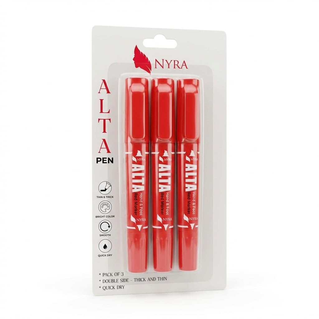 Nyra Alta Pen for Indian Classical Dance and Wedding Ceremonies, Precision Tip for Foot and Hand Designs, Smudge-Free Application, Skin-Safe Formula, Bharatanatyam & Kuchipudi – Red-picture-37