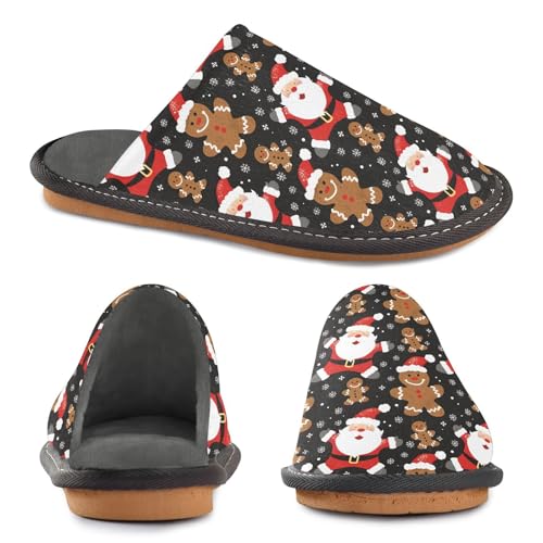 Slippers for Women Cookie Man Santa Claus Pattern Soft Winter Warm Shoes Indoor Outdoor Non-Slip House Travel Slippers4