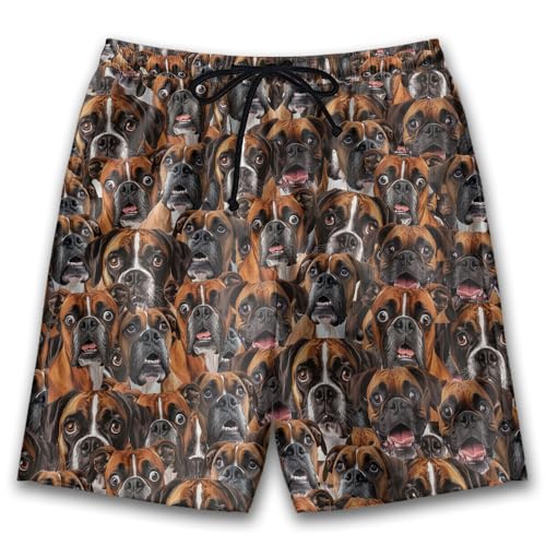 Dogs Mens Swim Trunks - Funny Dog Swimming Trunks for Men - Pet Drawstring Beach Shorts, Mens Swim Shorts Series 32