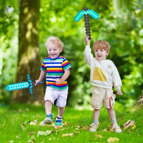 cotteau 4 pack kids game role-play toy weapon set-sword axe pickaxe and shovelperfect toy weapons gift for halloween christmas and parties standard