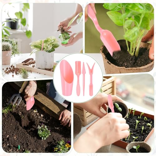 Set 4 piezas palas de mano para jardinería rosa miniatura 7