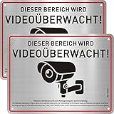 Dieser Bereich Wird Videoüberwacht Schild Aluminium Gebürstet 20x15 cm, Schild Kameraüberwachung Selbstklebend Schild Videoüberwachung Dsgvo, UV-beständig, Wasserfest, Rostfrei, mit Bohrlöcher
