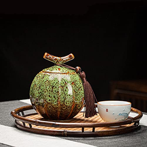 Pojemnik na herbatę. Ceramiczny słój na herbatę, herbata w stylu dyni ceramiczna beczka na herbatę czarna herbata uszczelniony zbiornik zbiornik do przechowywania herbata Puer ceramiczna hermetyczna(U