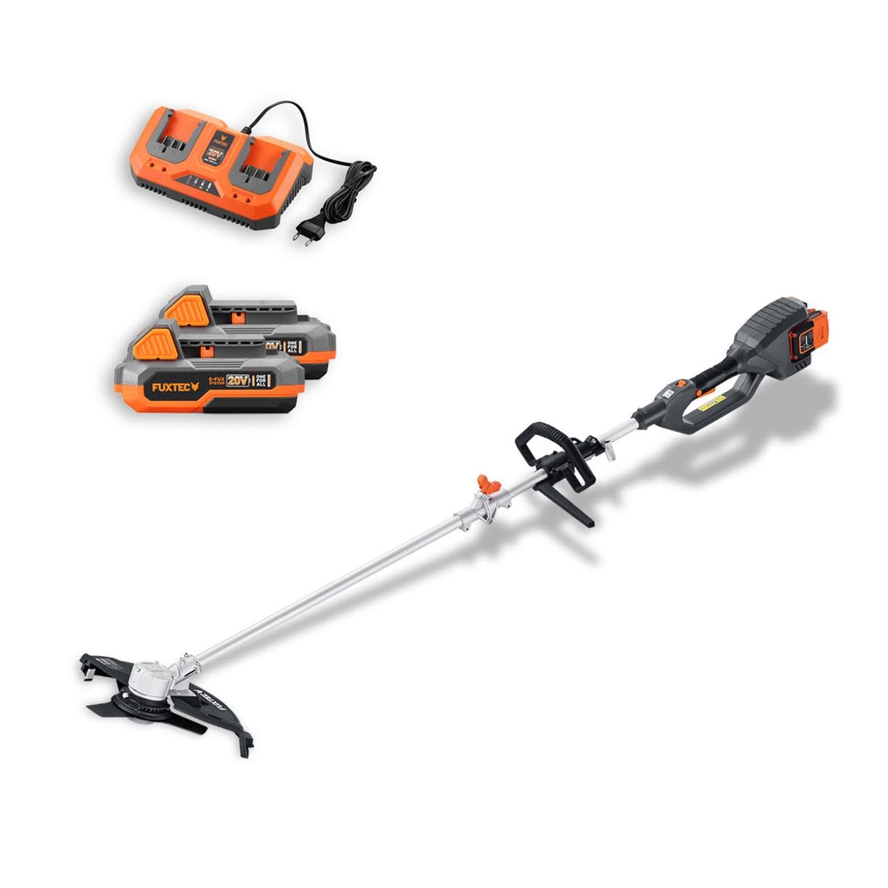 FUXTEC Desbrozadora a Batería 2x20V FX-E2MSSET – Ancho de Corte 25,5 – 35cm, Peso Ligero de 10 kg, hasta 6000 RPM (con batería y Cargador).