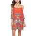 Maygold Women Tribal Print Tunic Boho Beach Dress Bohemian Boho Coverups Summer Shift Dress,Orange,US 6/Tag L