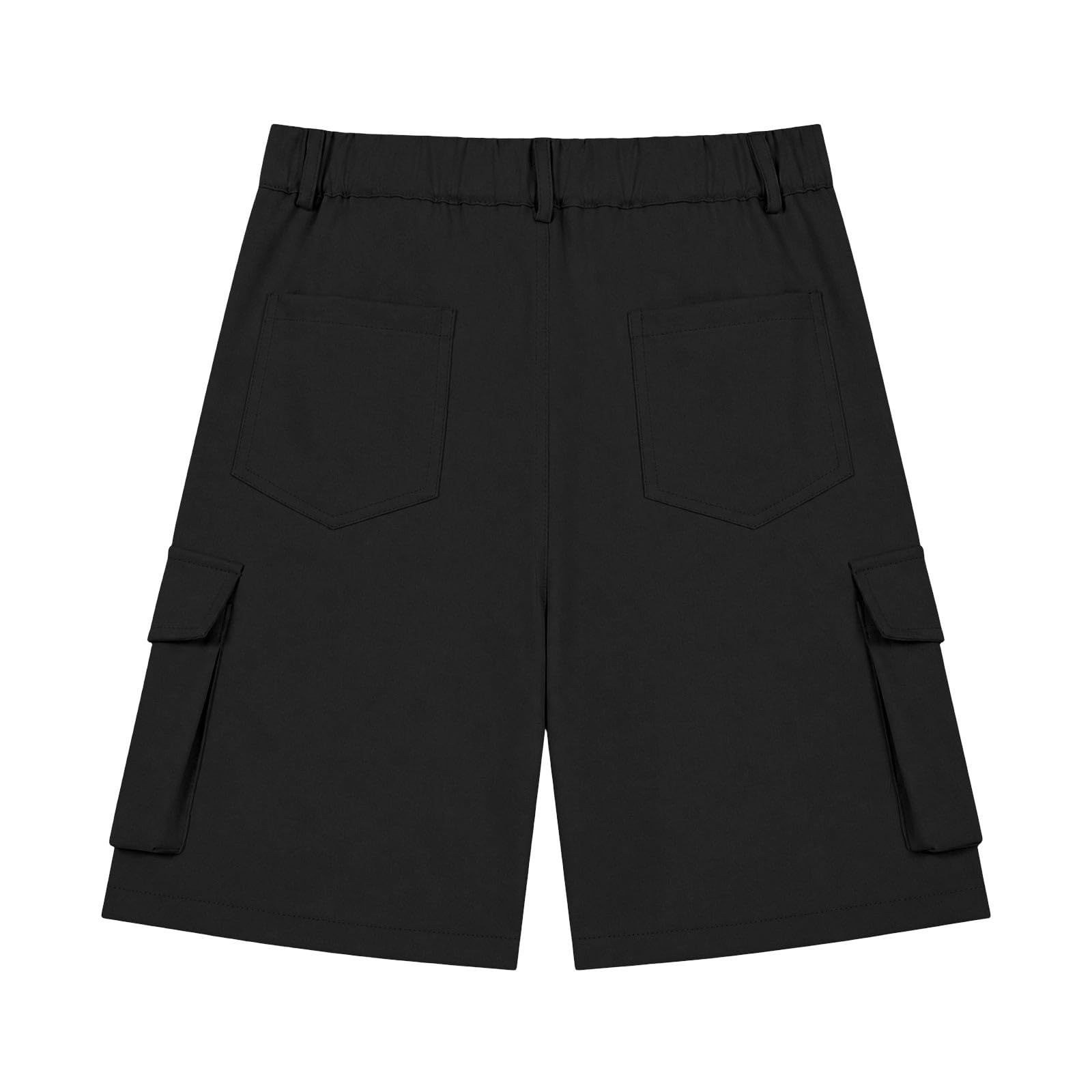 Generisch Kurze Hose Mädchen Sommer Bermuda Cargo Shorts Hohe Taille Cargoshorts mit Elastischem Bund und Taschen Wandershorts Einfarbige Knöpfen Stoffshorts Stretch Casual Cargohose Outdoor Golfhose