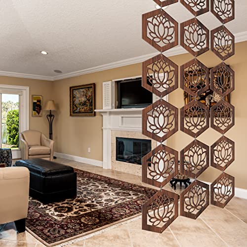 Image of RANDOM Privacy Room Divider Hanging Panel Modern Screen Partition for Decorating Bedroom, Dining, Study & Living Room (RSD-4033) 12 Panels Engineered Wood