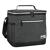 Large Insulated Lunch Bag for Women Men, 10L Leakproof Thermal Reusable Lunch Box for Adult & Kids by Tirrinia, Tall Meal Prep Lunch Cooler Tote for Office Work, Black