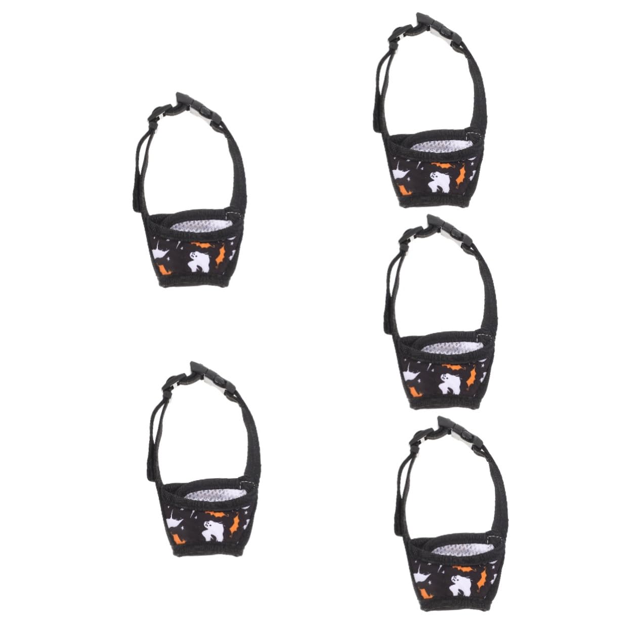 FRCOLOR 5pièces Muselière Réglable Nylon pour Chiens Bouche Respirante Et Confortable pour Extérieur Imprimé