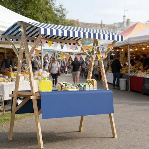Étal de marché portable en bois avec auvent et chariot de vendeur pliable extérieur