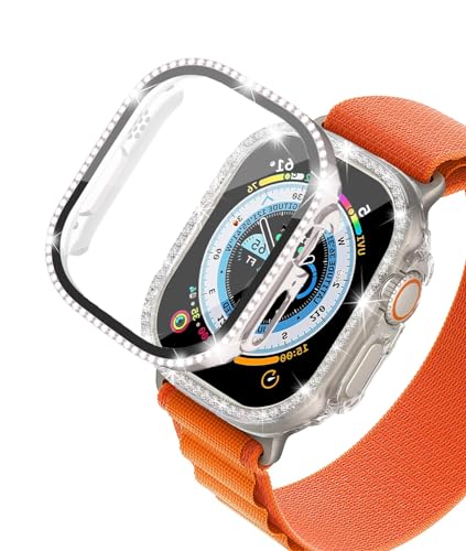 Coque Apple Watch Ultra 49 mm finition diamants avec film en verre de haute pureté