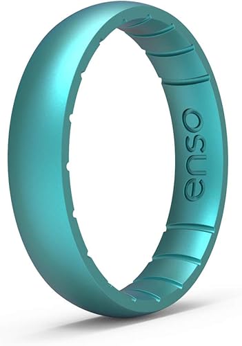 Enso Rings - Anillo de silicona con elementos finos infundido con elementos preciosos, alianza apilable de boda, anillo de compromiso, 1164 pulgadas