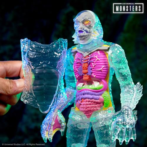 Image of Super7 Super Cyborg Universal Monsters Creature from The Black Lagoon (Clear) - 11 inch Universal Monster Movies Action Figure Classic Movie Collectibles
