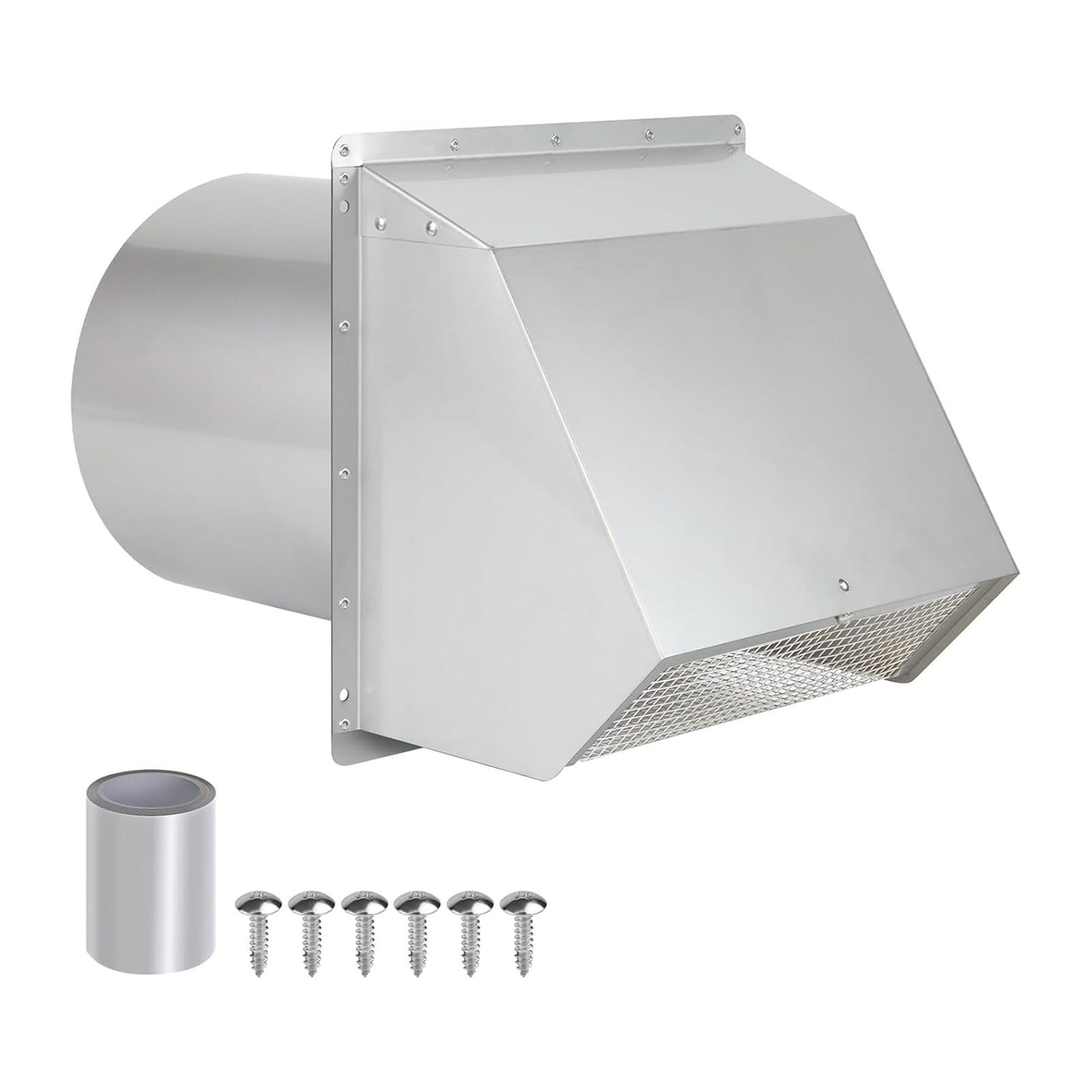 FROMCEO 4/6 / 8inch Dryer Vent Hood with Screen and Damper Ventilation Outlet Stainless Steel Wall Ventilation Covers Easy to Use Exhaust Vent Cover Cap External Extractor Wall Covers