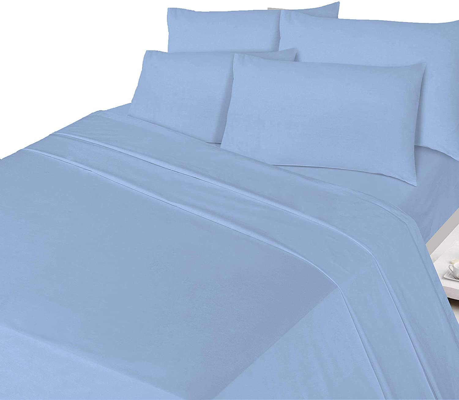 British Home Bedding - 100% Pure Brushed Cotton, Luxury Thermal Flannelette Flat Sheets, Energy Class A+ Cosy and Ultra Soft (Blue, Pair of Pillow Cases Only)