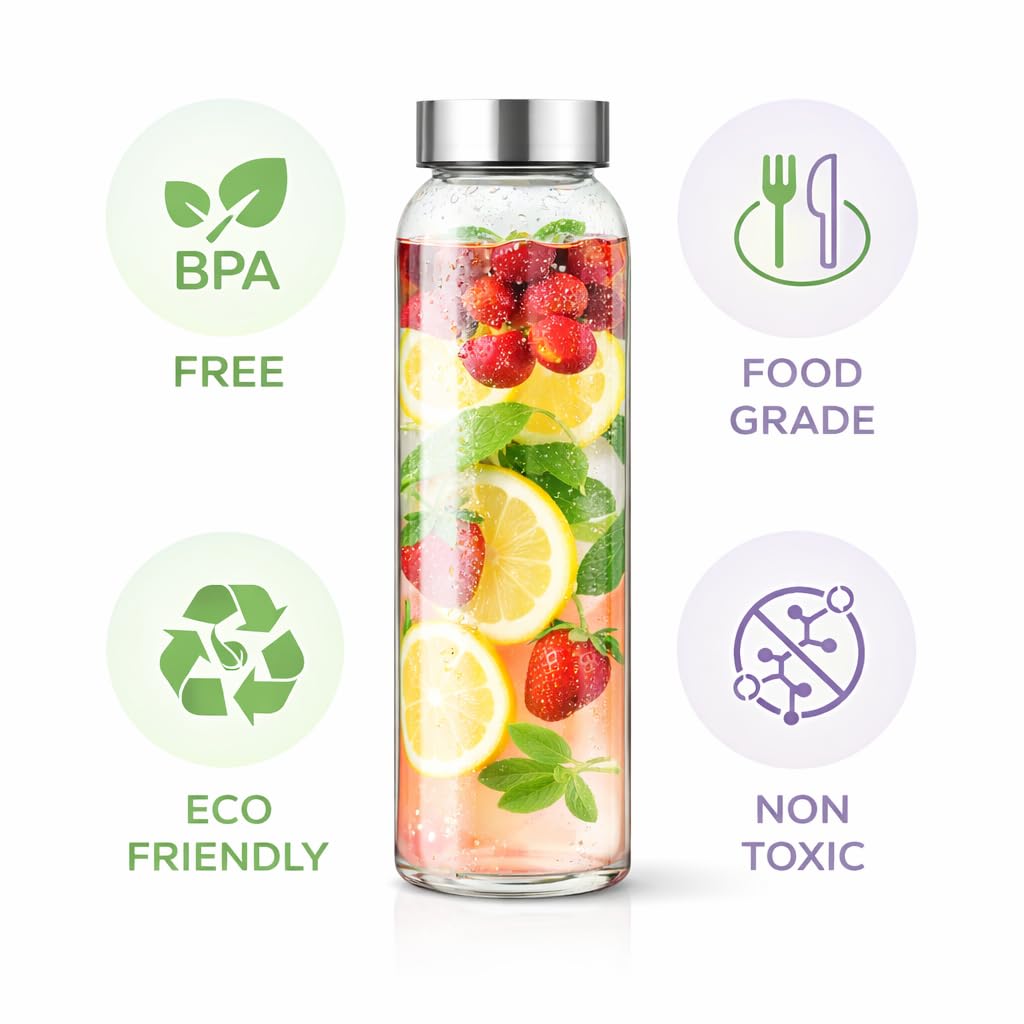 Vasukie Glass Water Bottle - Eco-Friendly & Leak-Proof -2