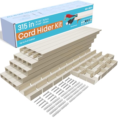 Image of Beige Wire Cover Cable Concealer - 315in Cord Hider Wall Kit, Cord Covers for Wall Mounted TV, Wire Cover for Cords, Cord Concealer Hide Cords, Large Cable Raceway, Cable Cover Wall, Wire Management